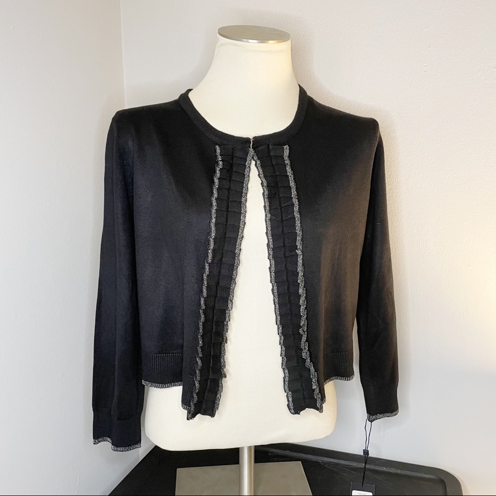 Tommy Hilfiger Black Ruffle Cropped Cardigan
